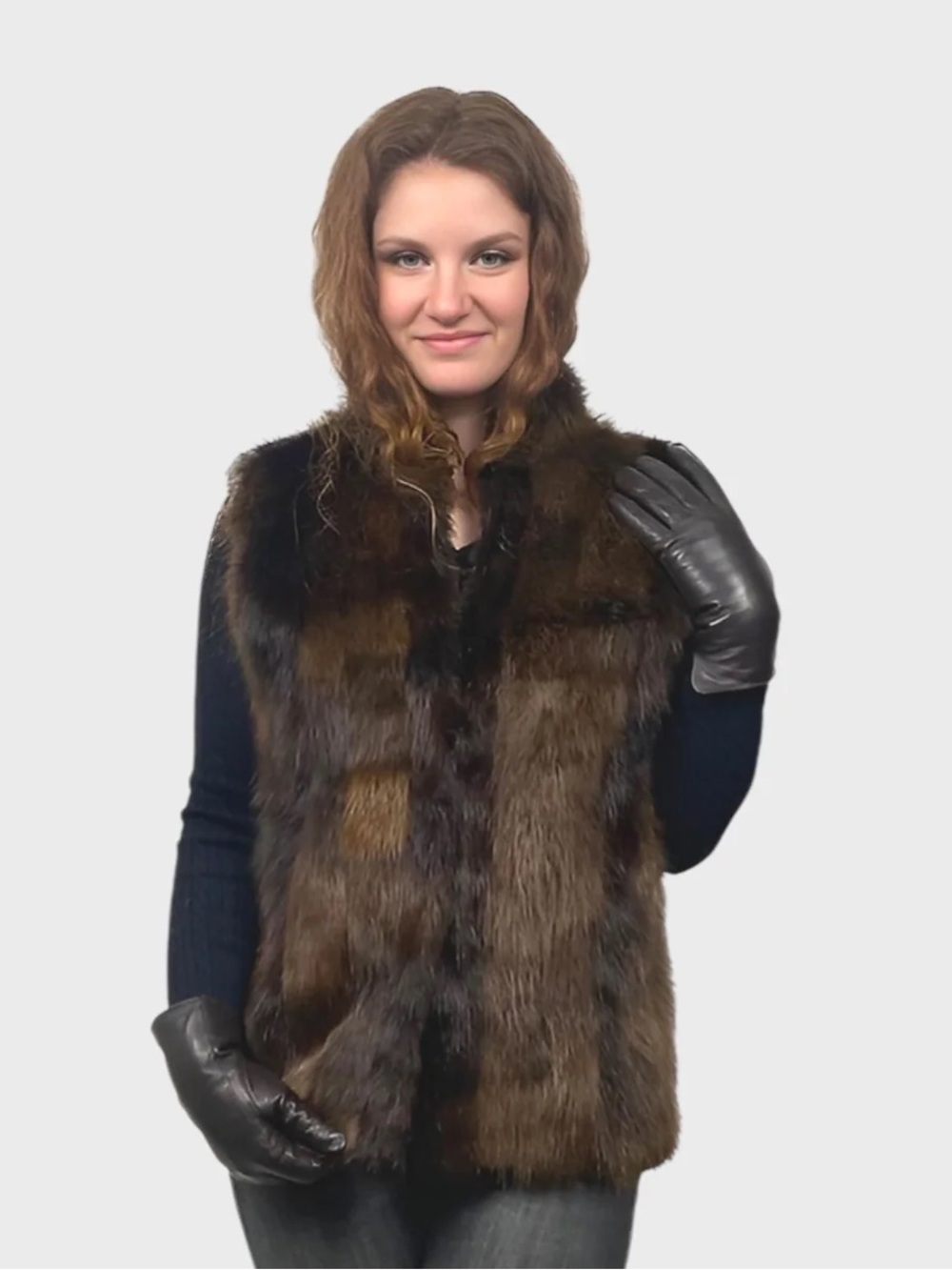 Vintage Women's Beaver Fur Vest – Sleek Layering Vest
